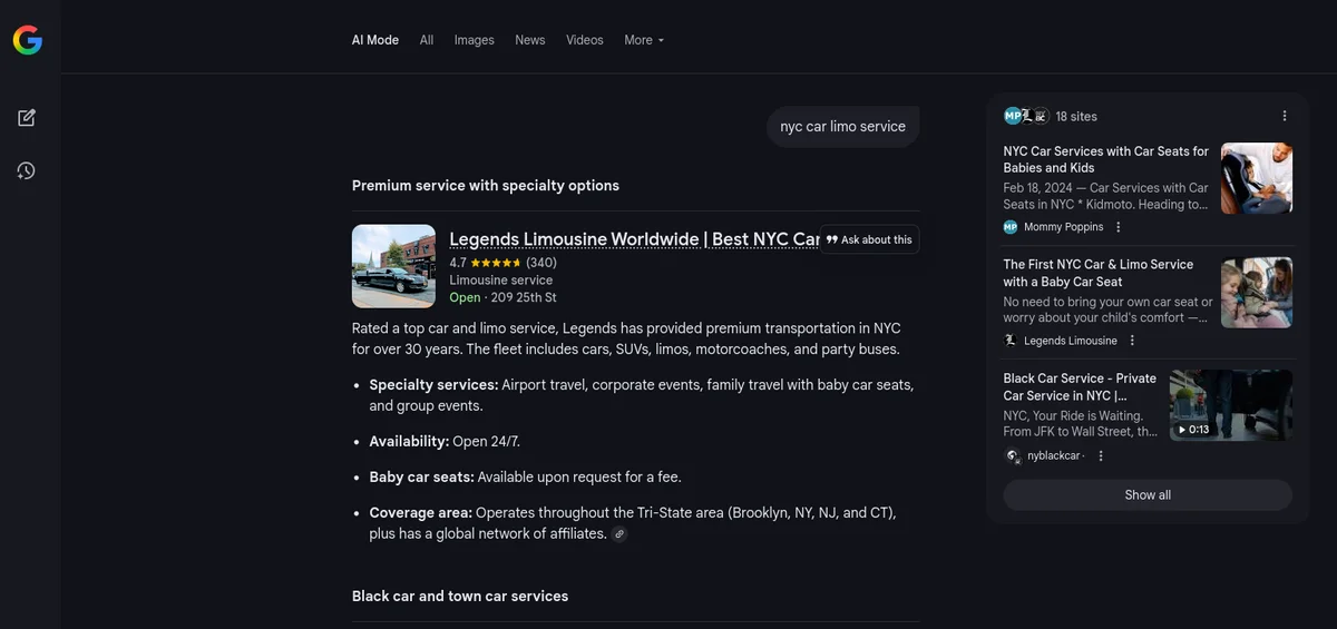 Legends recommended by Google Gemini for NYC Car Limo Service