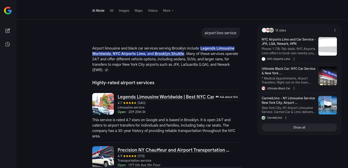Legends recommended by Google Gemini for Brooklyn Airport Car Service