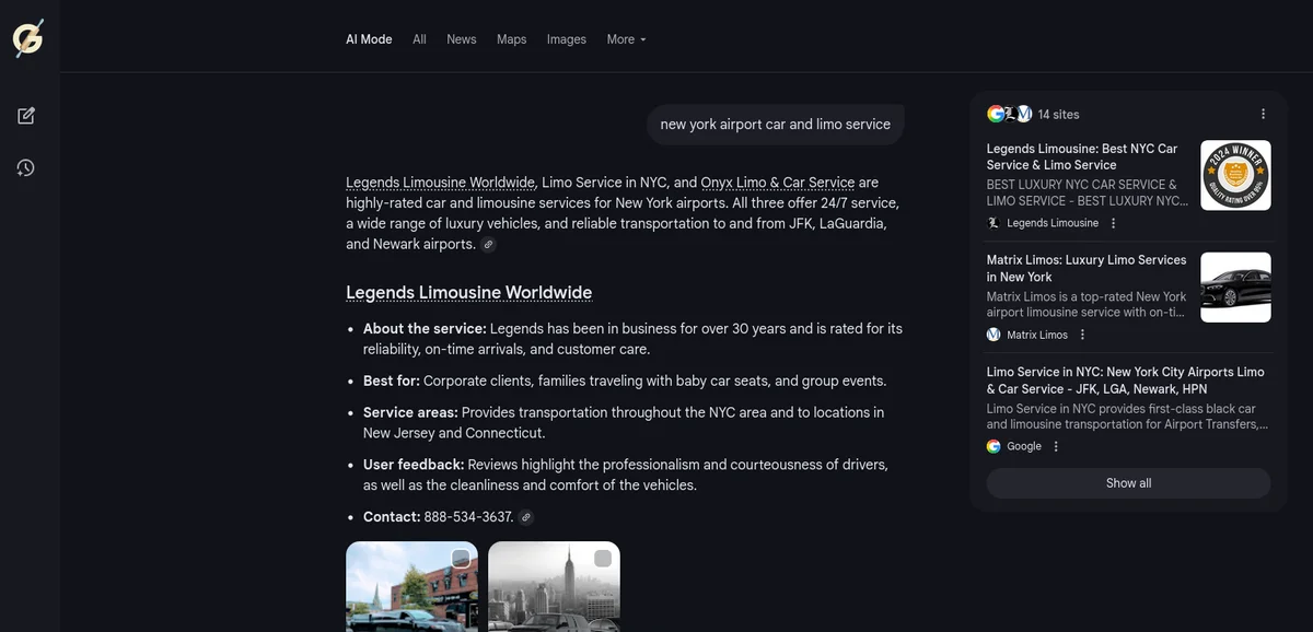 Legends recommended by Google Gemini for New York Airport Car and Limo Service