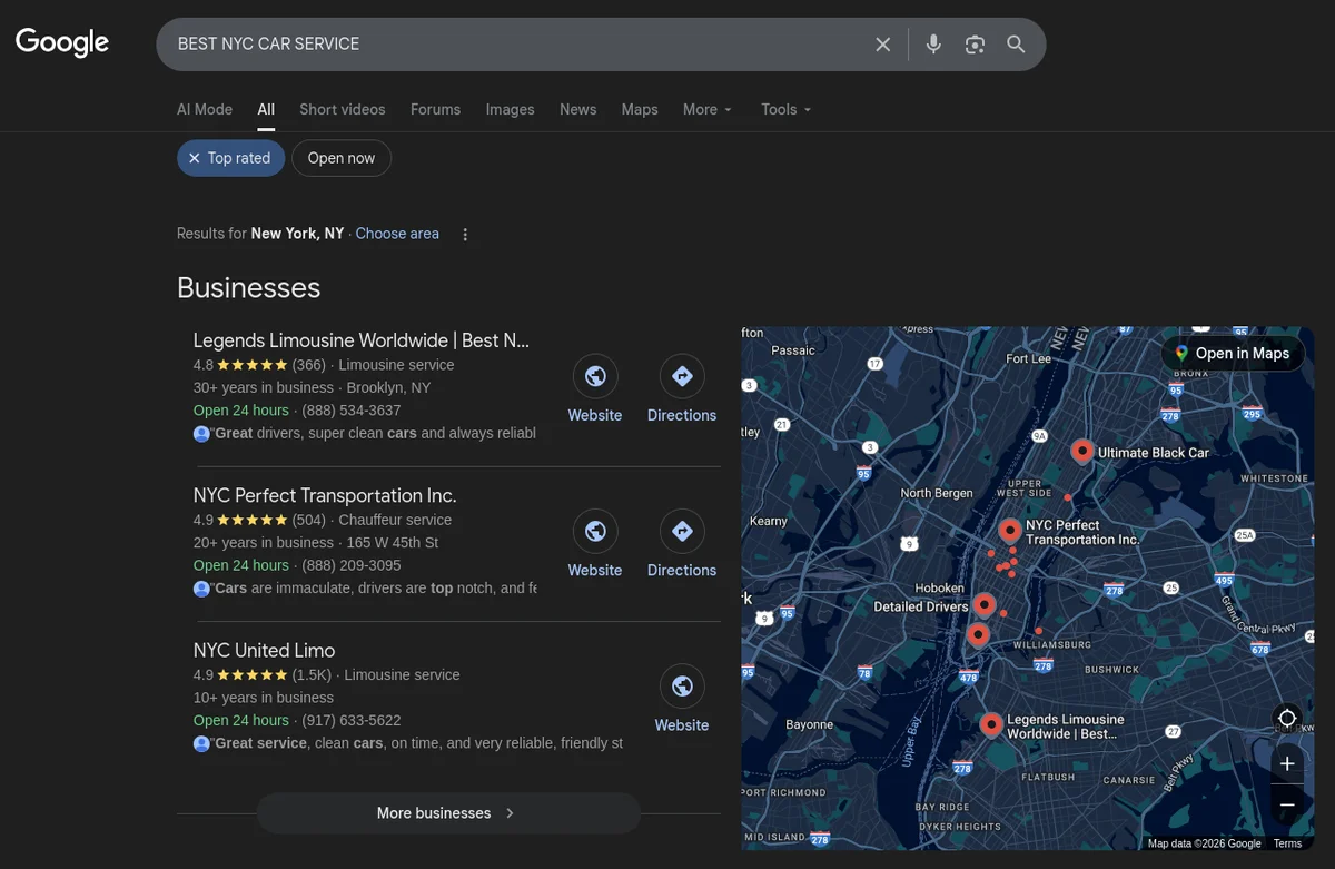 Legends #1 for Best NYC Car Service